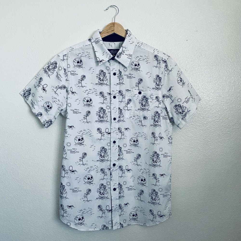 Eighty Eight Monochrome Graphic Button Down Shirt